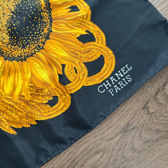 Chanel Vintage Silk Sunflower Scarf - Picture 2 of 3